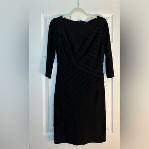 Adrianna Papell Black Long Sleeve Dress with Diagonal Details